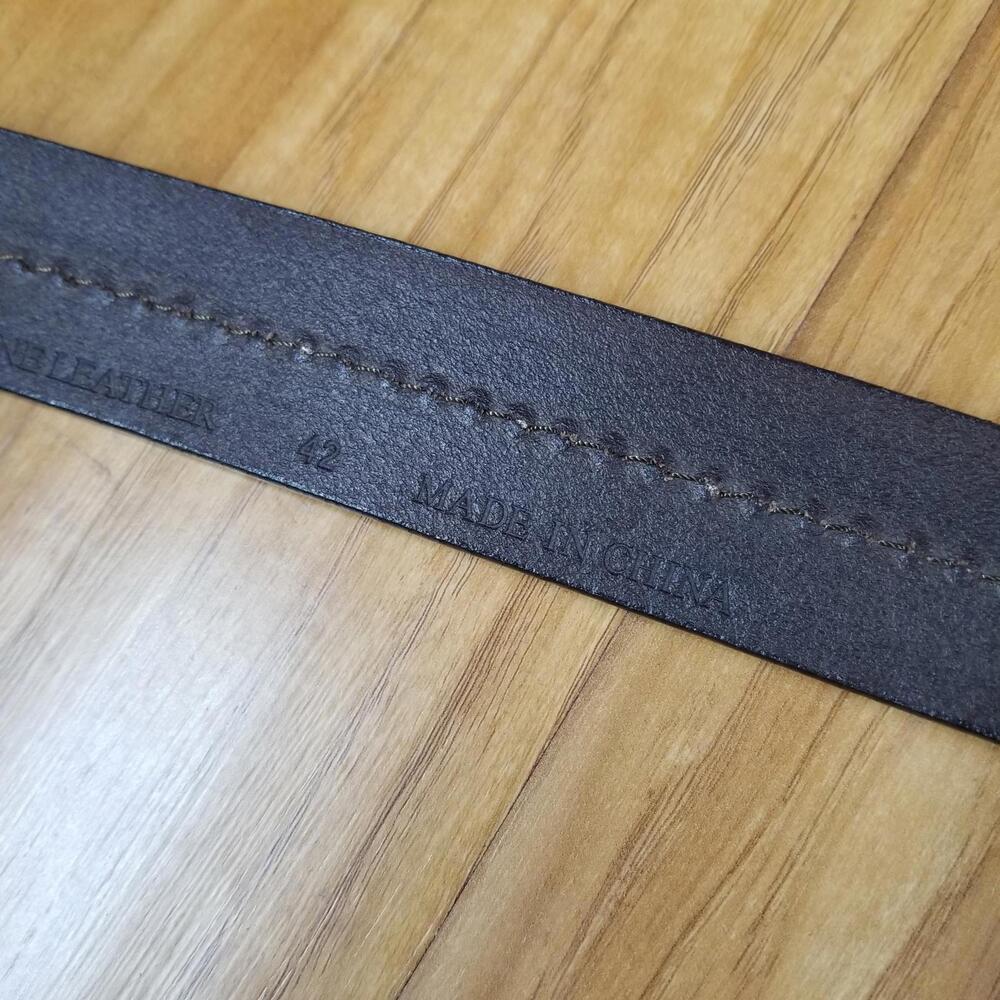 Men's Thick Stitched Genuine Leather Belt Brown 42 Fits 41"- 44" - Picture 11 of 11